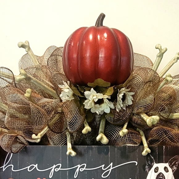 Halloween Dog Wreath Game of Bones Deco Mesh Bows - Picture 4 of 9